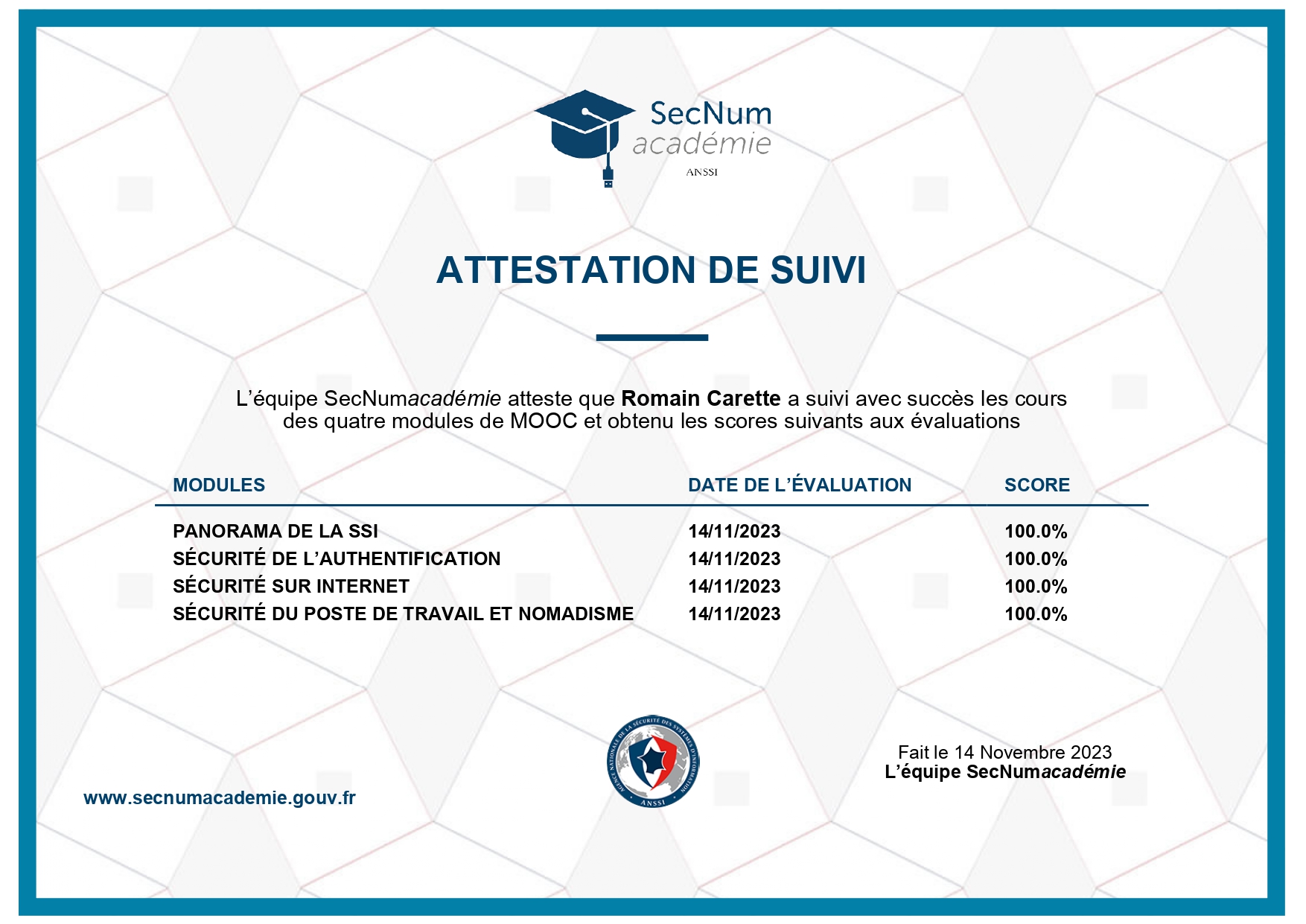 Certification ANSSI